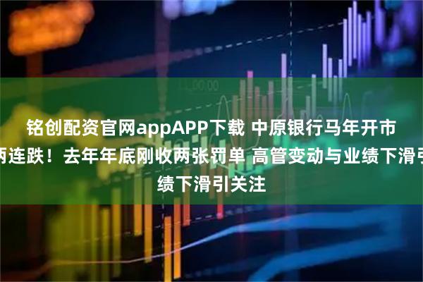 铭创配资官网appAPP下载 中原银行马年开市以来两连跌！去年年底刚收两张罚单 高管变动与业绩下滑引关注